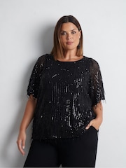 Live Unlimited Black Fringed Sequin Top - Image 3 of 5