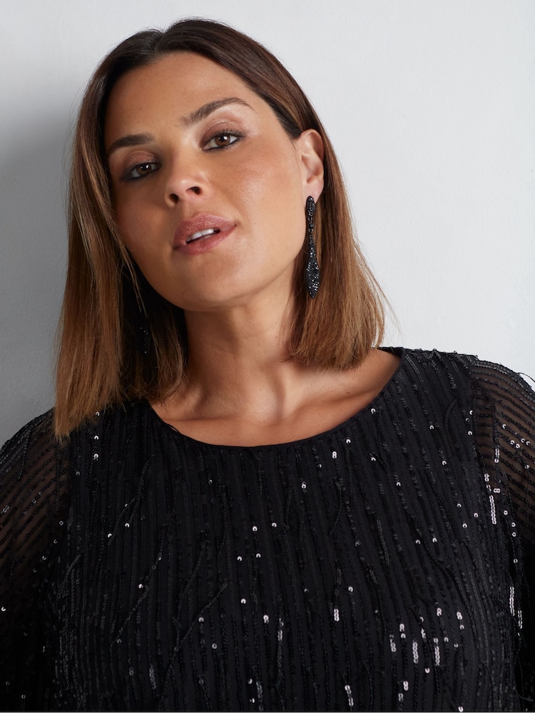 Live Unlimited Black Fringed Sequin Top - Image 5 of 5
