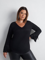 Live Unlimited Black Fringe Top - Image 2 of 5