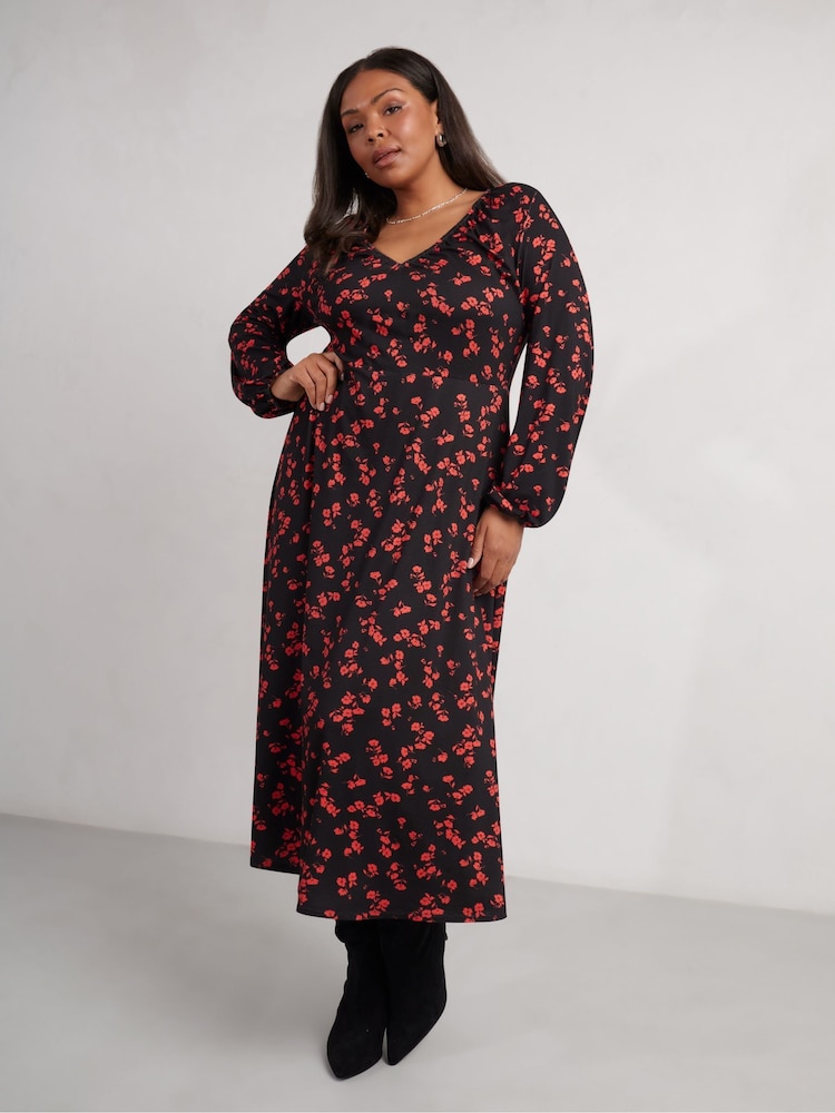 Live Unlimited Floral Print Jersey V-Neck Midi Dress - Imagen 2 de 6