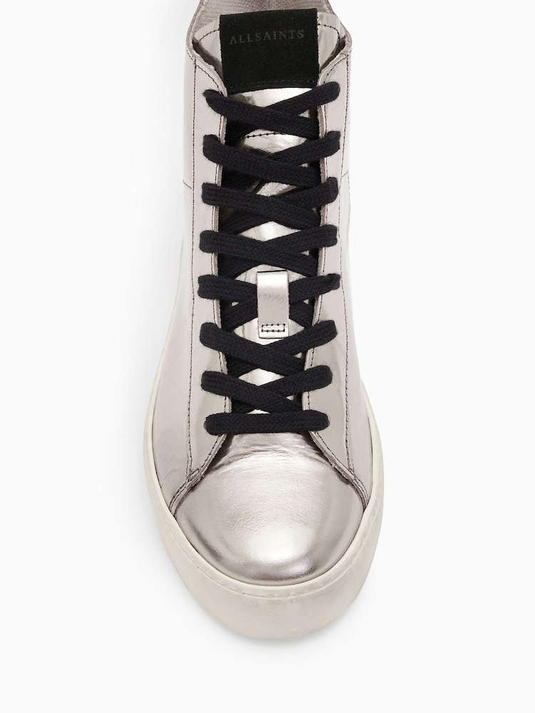AllSaints Silver Tana Met High Top trainers - Image 2 of 5
