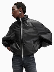 AllSaints Black Rowan Bomber Jacket - Image 1 of 7