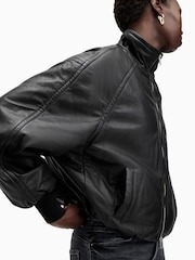 AllSaints Black Rowan Bomber Jacket - Image 3 of 7