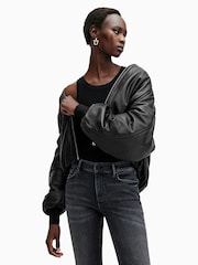 AllSaints Black Rowan Bomber Jacket - Image 4 of 7