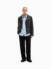 AllSaints Blue 100% Organic Cotton Sutta Long Sleeve Shirt - Image 3 of 8