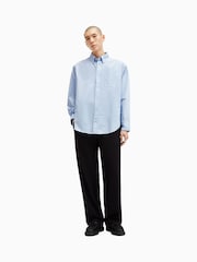 AllSaints Blue 100% Organic Cotton Sutta Long Sleeve Shirt - Image 5 of 8