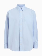 AllSaints Blue 100% Organic Cotton Sutta Long Sleeve Shirt - Image 8 of 8