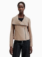 AllSaints Grey Freya Suede Jacket - Image 4 of 7