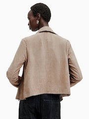 AllSaints Grey Freya Suede Jacket - Image 6 of 7