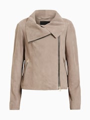 AllSaints Grey Freya Suede Jacket - Image 7 of 7