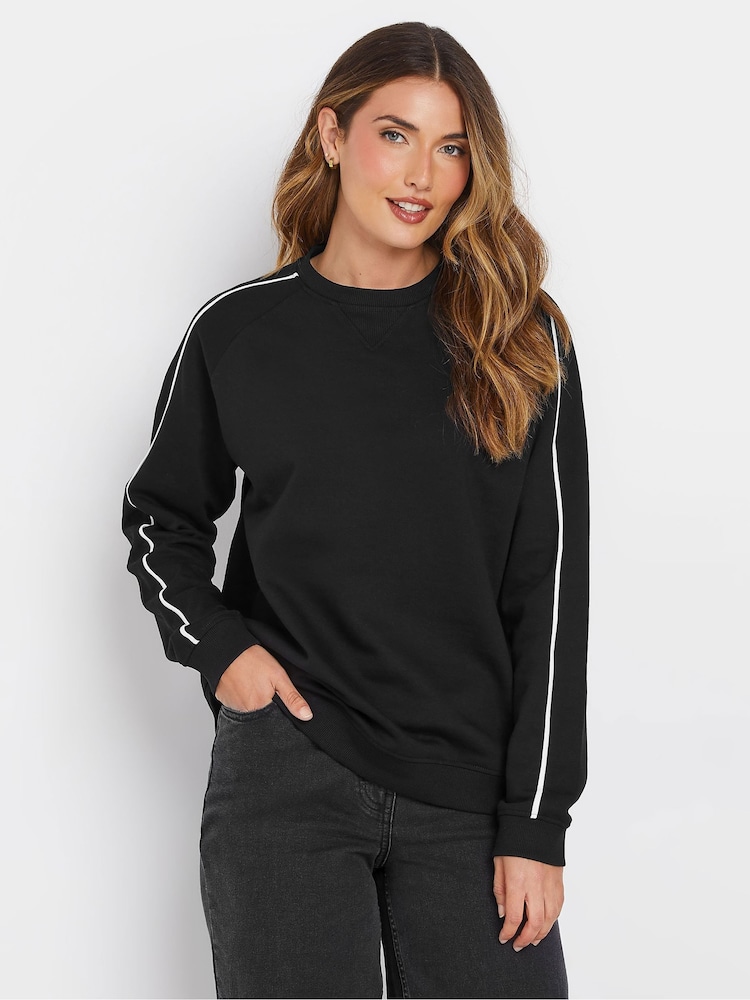 Long Tall Sally Black Piped Raglan Sweatshirt - Image 1 of 5