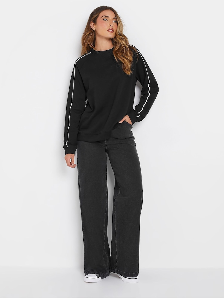Long Tall Sally Black Piped Raglan Sweatshirt - Image 2 of 5