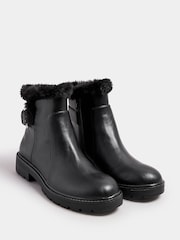Long Tall Sally Black Faux Fur Lined Biker Boots - Image 2 of 5