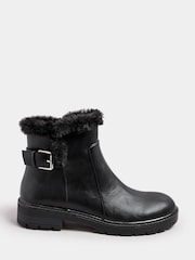 Long Tall Sally Black Faux Fur Lined Biker Boots - Image 3 of 5