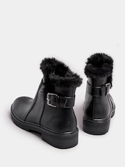 Long Tall Sally Black Faux Fur Lined Biker Boots - Image 4 of 5