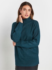 Long Tall Sally Blue Funnel Neck Jumper - Image 2 of 5