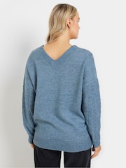 Long Tall Sally Blue V Front Cable Jumper - Image 4 of 5