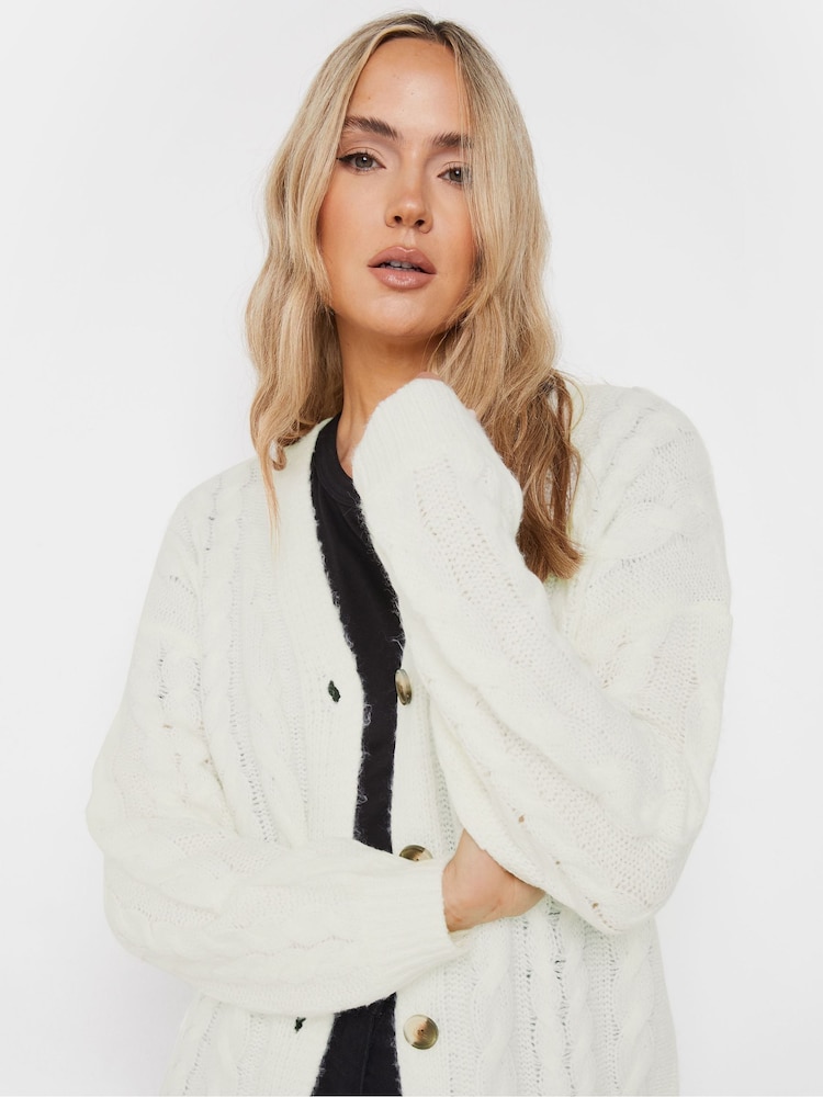 Long Tall Sally Cream V-Neck Cable Cardigan - Image 2 of 5