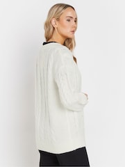 Long Tall Sally Cream V-Neck Cable Cardigan - Image 3 of 5