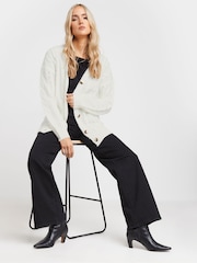Long Tall Sally Cream V-Neck Cable Cardigan - Image 4 of 5