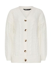 Long Tall Sally Cream V-Neck Cable Cardigan - Image 5 of 5