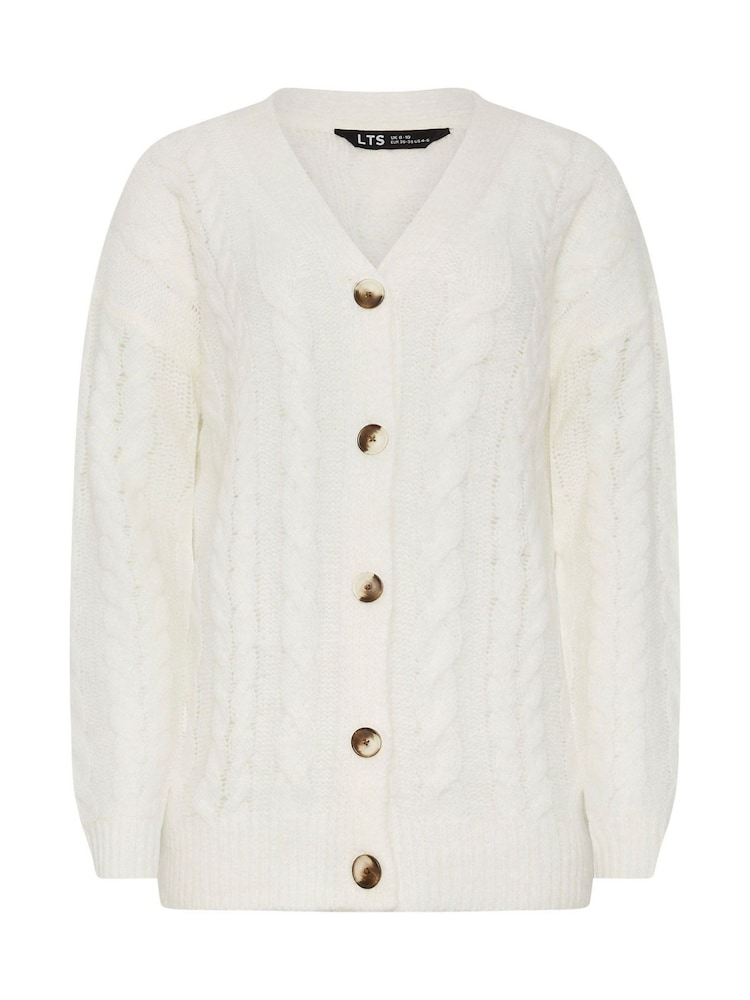 Long Tall Sally Cream V-Neck Cable Cardigan - Image 5 of 5