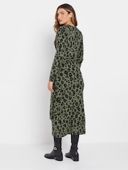 Long Tall Sally Green Animal Leopard Print Wrap Midi Dress - Image 3 of 5