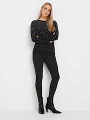Long Tall Sally Black Knitted Diamante Stud Jumper - Image 3 of 6