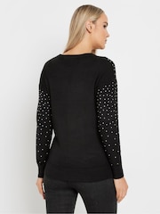 Long Tall Sally Black Knitted Diamante Stud Jumper - Image 4 of 6