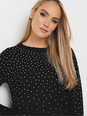 Long Tall Sally Black Knitted Diamante Stud Jumper - Image 5 of 6