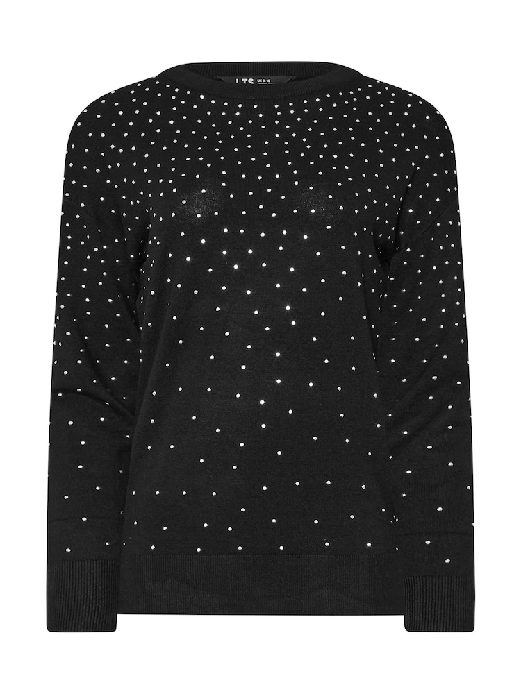 Long Tall Sally Black Knitted Diamante Stud Jumper - Image 6 of 6