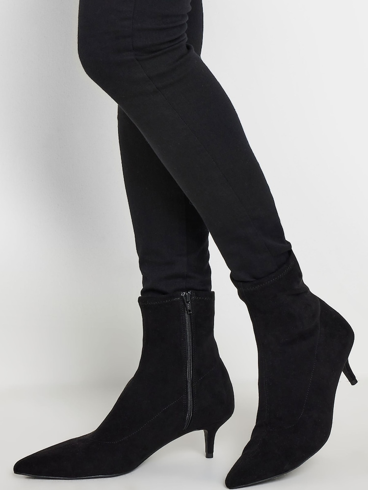 Long Tall Sally Black Pointed Kitten Boots - Image 1 of 5