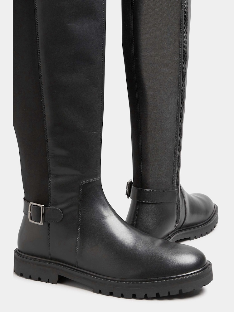 Long Tall Sally Black Leather Knee High Boots - Image 2 of 3