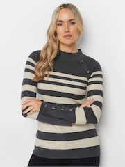 Long Tall Sally Grey Premium Button Jumper - Image 1 of 5