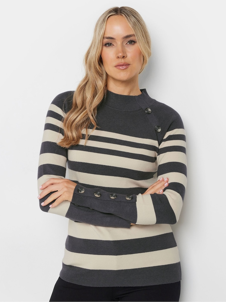Long Tall Sally Grey Premium Button Jumper - Image 1 of 5