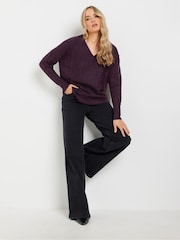 Long Tall Sally Purple V Front Cable Jumper - Image 2 of 3