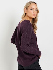 Long Tall Sally Purple V Front Cable Jumper - Image 3 of 3