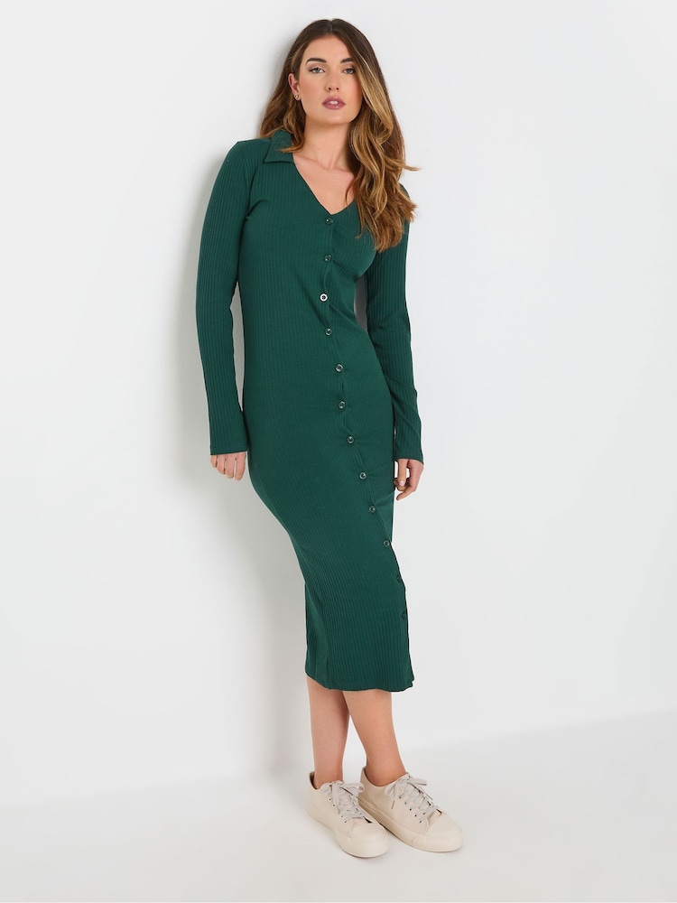 Long Tall Sally Green Collar Button Through Dress - Image 1 of 6