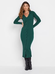 Long Tall Sally Green Collar Button Through Dress - Image 4 of 6