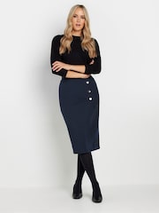 Long Tall Sally Blue Side Wrap Tailored Skirt - Image 1 of 5