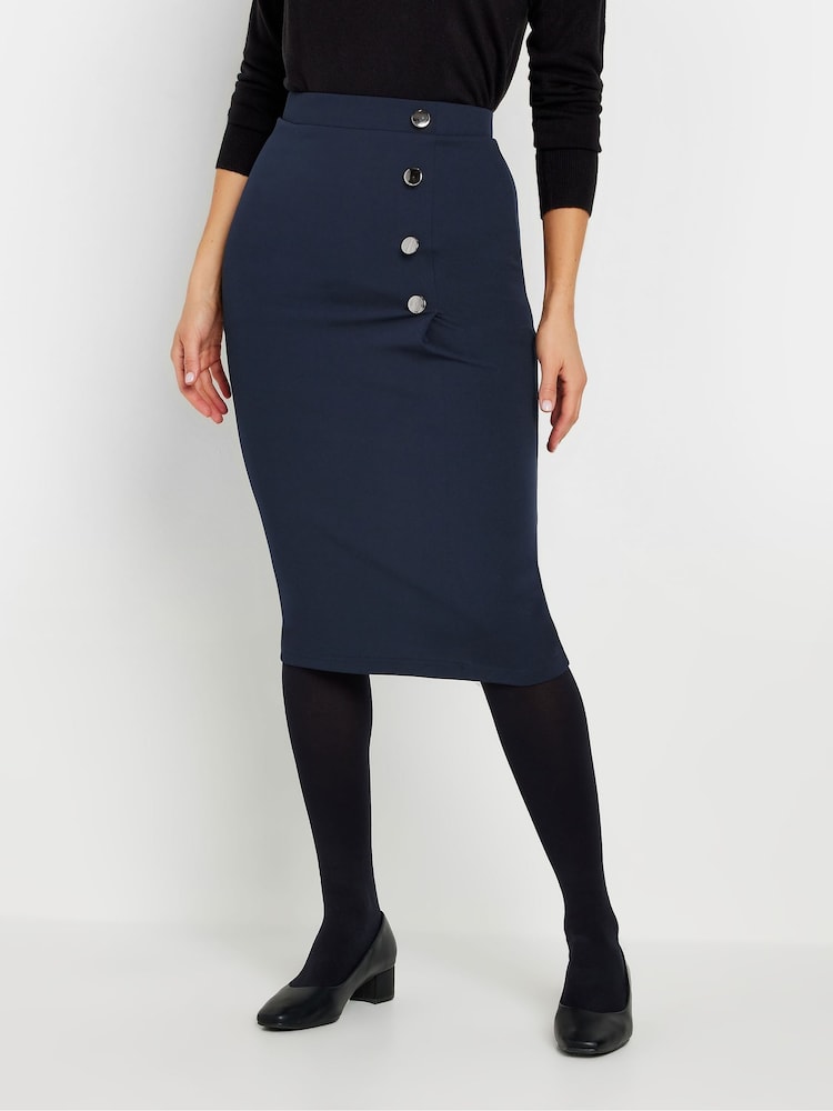 Long Tall Sally Blue Side Wrap Tailored Skirt - Image 2 of 5