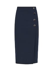 Long Tall Sally Blue Side Wrap Tailored Skirt - Image 5 of 5