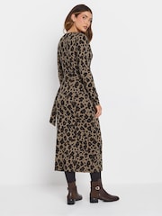 Long Tall Sally Brown Animal Wrap Midi Dress - Image 3 of 5