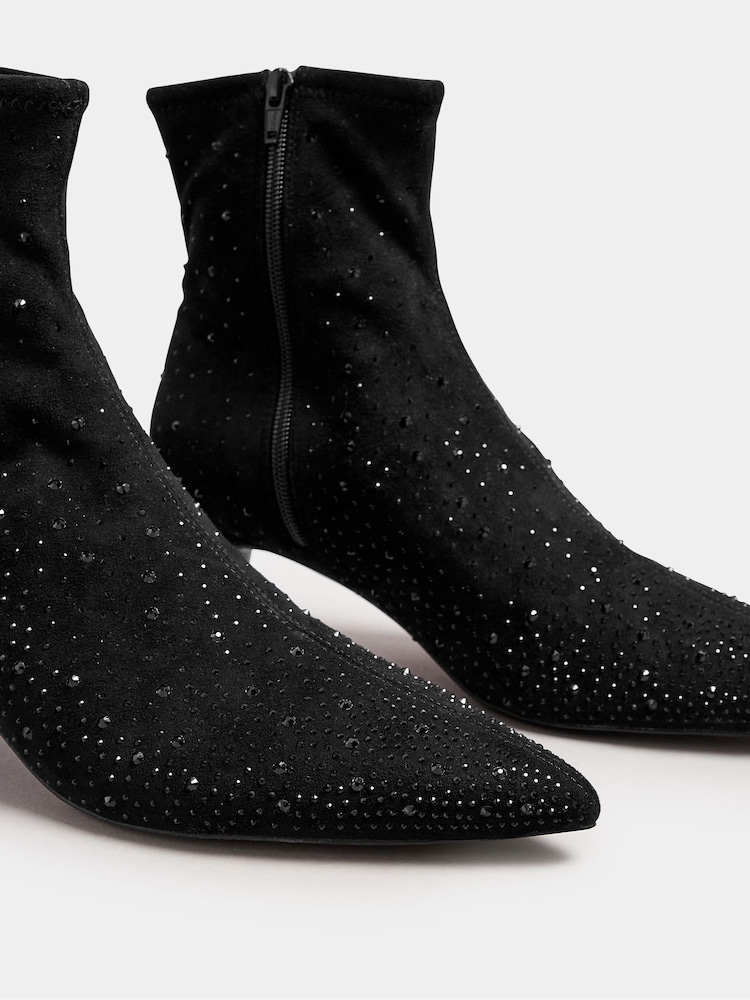 Long Tall Sally Black Pointed Kitten Boots - Image 5 of 5