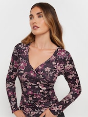 Long Tall Sally Paisley Floral Wrap Top - Imagen 4 de 5