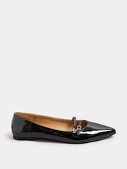 Long Tall Sally Black Flat Point Multi Strap Shoes - Image 2 of 5
