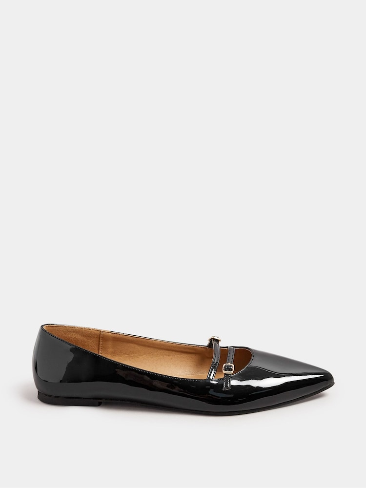 Long Tall Sally Black Flat Point Multi Strap Shoes - Image 2 of 5 Long Tall Sally Black Flat Point Multi Strap Shoes - Image 2 of 5