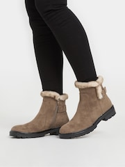 Long Tall Sally Brown Faux Fur Lined Biker Boots - Image 1 of 5