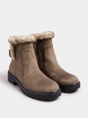Long Tall Sally Brown Faux Fur Lined Biker Boots - Image 3 of 5