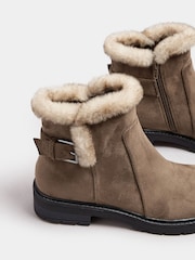 Long Tall Sally Brown Faux Fur Lined Biker Boots - Image 4 of 5